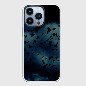 Чехол для iPhone 13 Pro с принтом Flock of birds в Кировске,  |  | bird | flock of birds | halloween | мрачное небо | птицы | стая птиц