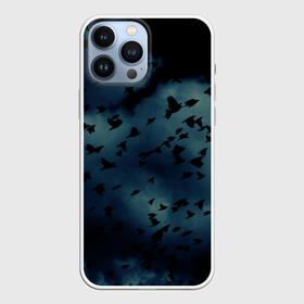 Чехол для iPhone 13 Pro Max с принтом Flock of birds в Кировске,  |  | bird | flock of birds | halloween | мрачное небо | птицы | стая птиц