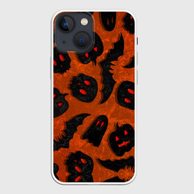 Чехол для iPhone 13 mini с принтом Halloween print в Кировске,  |  | halloween | подарок на хэллоуин | страшный принт | тыква хэллоуин | ужастик | хэллоуин