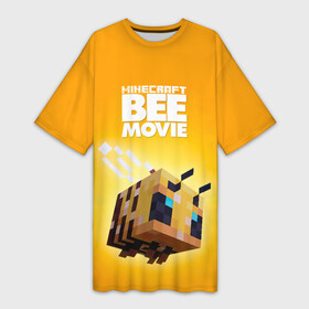 Платье-футболка 3D с принтом BEE MOVIE Minecraft в Кировске,  |  | bee | craft | mine | minecraft | блоки | добывать | желтая | компьютерная игра | крафт | кубики | майн | майнкрафт | манкрафт | пчела | пчелка | ремесло | скин | улей | шахта