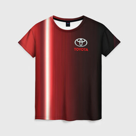 Женская футболка 3D с принтом [Toyota] В полоску в Кировске, 100% полиэфир ( синтетическое хлопкоподобное полотно) | прямой крой, круглый вырез горловины, длина до линии бедер | auto | sport | toyota | авто | автомобиль | бренд | спорт | тойота