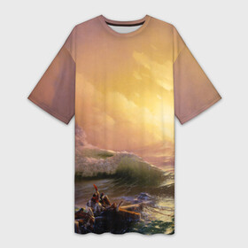 Платье-футболка 3D с принтом Шторм в море девятый вал в Кировске,  |  | 9 вал | айвазовский | буря | девятая волна | девятый вал | масляные краски | море | морской пейзаж | огромные волны | роковая опасность | цунами | шторм в океане