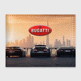 Обложка для студенческого билета с принтом Bugatti на фоне Дубая ОАЭ с логотипом в Кировске, натуральная кожа | Размер: 11*8 см; Печать на всей внешней стороне | bugatti chiron | bugatti veyron | бугатти | гиперкары | дубай | закат | оаэ | спортивные машины | спорткары