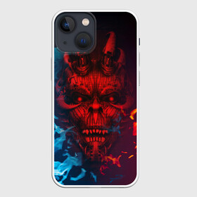 Чехол для iPhone 13 mini с принтом Diablo Fire Ice в Кировске,  |  | Тематика изображения на принте: black | demon | devil | fire | hell | horns | ice | prints | top | trend | ад | демон | дьявол | лёд | огонь | принты | рога | топ | тренд | черный