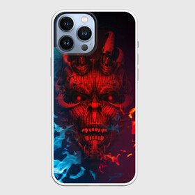 Чехол для iPhone 13 Pro Max с принтом Diablo Fire Ice в Кировске,  |  | Тематика изображения на принте: black | demon | devil | fire | hell | horns | ice | prints | top | trend | ад | демон | дьявол | лёд | огонь | принты | рога | топ | тренд | черный