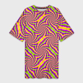 Платье-футболка 3D с принтом Красочная иллюзия вращения в Кировске,  |  | абстракция | аум | галлюцинация | зазеркалье | игра ума | иллюзии | индиго | майя | мантра | медитация | мираж | неон | нирвана | обман зрения | ом | оптические иллюзии | просветление | психоделика