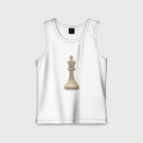 Детская майка хлопок с принтом Шахматная фигура Белый король в Кировске,  |  | Тематика изображения на принте: белые | белый | доска | игра | игровая | игры | короли | король | логика | логичные | настольная | настольные | спорт | спортивные | фигура | фигурка | фигуры | шахматная | шахматные | шахматный | шахматы