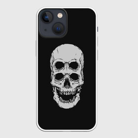 Чехол для iPhone 13 mini с принтом Terrible Skull в Кировске,  |  | Тематика изображения на принте: bone | bones | halloween | horrible | monster | mutant | old | scary | siamese | sinister | skeleton | skull | terrible | twin | близнец | зловещий | кости | кость | монстр | мутант | сиамский | скелет | старый | страшный | ужасный | хэллоуин | череп