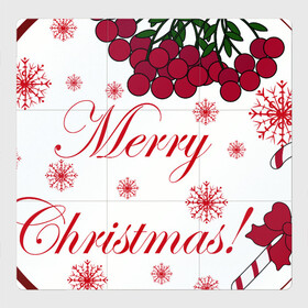 Магнитный плакат 3Х3 с принтом Мэри кристмас в Кировске, Полимерный материал с магнитным слоем | 9 деталей размером 9*9 см | merry christmas | зима | мэри кристмас | надпись | новый год | подарок | поздравление | праздник | рождественский леденец | рождество | рябина | снег | снежинки