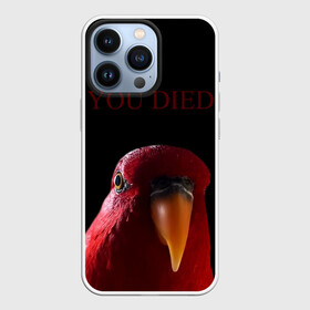 Чехол для iPhone 13 Pro с принтом Красный попугай | Red parrot в Кировске,  |  | 3 | bird | dark | gumi | hideaki utsumi | meme | parrot | red | souls | tiktok | wue | wuewuewue | вуе | дарк | красная | красный | мем | попугай | птица | соулс | тикоток | япония