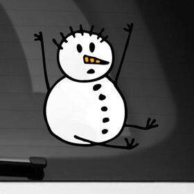 Наклейка на автомобиль с принтом Снеговик в дудл стиле в Кировске, ПВХ |  | дудл | зима | зимний | нарисованный | от руки | снег | снеговик