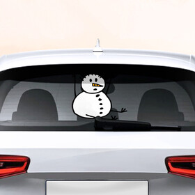 Наклейка на авто - для заднего стекла с принтом Снеговик в дудл стиле в Кировске, ПВХ | Точные размеры наклейки зависят от выбранного изображения (ширина не больше 75 мм, высота не больше 45 мм) | дудл | зима | зимний | нарисованный | от руки | снег | снеговик