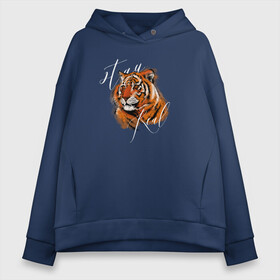 Женское худи Oversize хлопок с принтом Tiger | Stay real в Кировске, френч-терри — 70% хлопок, 30% полиэстер. Мягкий теплый начес внутри —100% хлопок | боковые карманы, эластичные манжеты и нижняя кромка, капюшон на магнитной кнопке | 2022 | 2022 год | happy new year | santa | год тигра | дед мороз | каникулы | мороз | новогодний свитер | новый год | новый год 2022 | новый год тигра | оливье | праздник | рождество | санта клаус | свитер новогодний