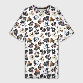 Платье-футболка 3D с принтом Разные Породы Собак в Кировске,  |  | animal | dog | барбос | бобик | год собаки | друг человека | животное | зверь | ищейка | кинолог | кость | лайка | лапы | пес | собака | собачка | хищник | четвероногий | шарик | щенок