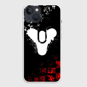 Чехол для iPhone 13 с принтом DESTINY 2 RED  WHITE PATTERN LOGO в Кировске,  |  | bungie | cayde 6 | cyd6 | destiny | destiny 2 | forsaken | gambit | ghost | hunter | light | mara sov | titan | warlock | банги | варлок | габмит | дестини | дестини 2 | зур | кейд | кейд 6 | коро | мара сов | отвергнутые 