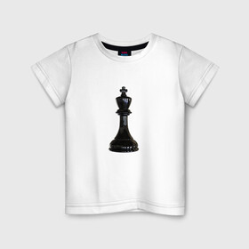 Детская футболка хлопок с принтом Шахматная фигура Чёрный король в Кировске, 100% хлопок | круглый вырез горловины, полуприлегающий силуэт, длина до линии бедер | игра | игровая | игры | короли | король | логика | логичные | настольная | настольные | спорт | спортивная | фигура | фигурка | фигурки | фигуры | чёрные | чёрный | шахматный | шахматы