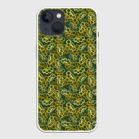 Чехол для iPhone 13 с принтом Кастеты (камуфляж) в Кировске,  |  | authority | bandit | camouflage | criminal | gangster | mafia | mafiosi | military camouflage | автомат | авторитет | бандит | боец | браток | гангстер | граната | драка | злодей | камуфляж | кастеты | мафиози | мафия | милитари | оружие