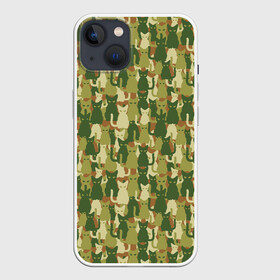 Чехол для iPhone 13 с принтом Кошки (камуфляж) в Кировске,  |  | camouflage | cat | kitty pussy | military camouflage | барсик | год кота | животное | зверь | камуфляж | киска | кот | котофей | котяра | кошачий камуфляж | кошечка | кошка | маскировка | масхалат | милитари | мурзик | мурлыка