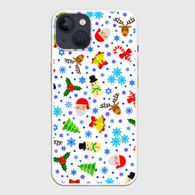 Чехол для iPhone 13 с принтом Новогодний   Рождественский узор в Кировске,  |  | christmas | deer | happy new year | merry christmas | new year | snowflakes | snowman | winter | дед мороз | елка | зима | зимний орнамент | зимний узор | колпак новогодний | новогодние олени | новогодний узор | новый год | олени