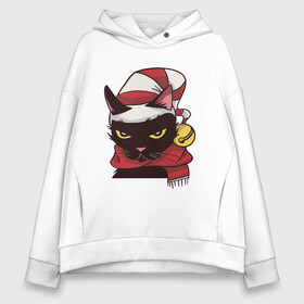 Женское худи Oversize хлопок с принтом Christmas Cat в Кировске, френч-терри — 70% хлопок, 30% полиэстер. Мягкий теплый начес внутри —100% хлопок | боковые карманы, эластичные манжеты и нижняя кромка, капюшон на магнитной кнопке | animal | art | cat | christmas | christmas cat | kitty | new year | арт | животное | кот | котик | кошка | новогодний кот | новый год | рождество