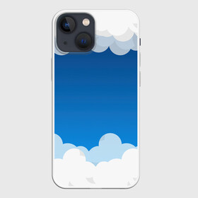 Чехол для iPhone 13 mini с принтом Полёт в облаках в Кировске,  |  | арт | вектор | векторный рисунок | небо | облака | облако | природа | рисунок | синий