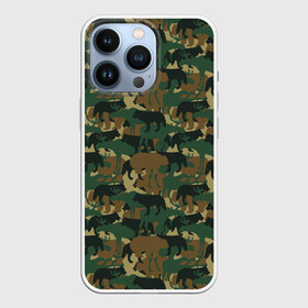 Чехол для iPhone 13 Pro с принтом Звери (камуфляж) в Кировске,  |  | animals | camouflage | hunter | hunting | military | zoo | волк | дикая природа | егерь | животные | звери | зоопарк | камуфляж | лес | лиса | лось | медведь | милитари | олень | оружие | охота | охота на волка | охота на зайца