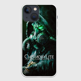 Чехол для iPhone 13 mini с принтом Chernobylite   Черный сталкер в Кировске,  |  | chernobylite | game | horror | арт | выживалка | зона | игра | кристаллы | отчуждения | противогаз | сталкер | химинюк | хоррор | чернобылит | черный | шутер