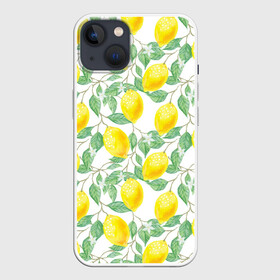 Чехол для iPhone 13 с принтом Лимоны 3d в Кировске,  |  | 3d | background | branches | citrus | flowers | lemon | lemon tree | lemons | pattern | plant | tree | yellow | ветви | дерево | желтый | лимон | лимонное дерево | лимоны | листья | паттерн | растение | фон | цветы | цитрусы