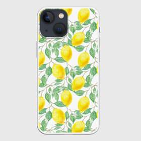 Чехол для iPhone 13 mini с принтом Лимоны 3d в Кировске,  |  | 3d | background | branches | citrus | flowers | lemon | lemon tree | lemons | pattern | plant | tree | yellow | ветви | дерево | желтый | лимон | лимонное дерево | лимоны | листья | паттерн | растение | фон | цветы | цитрусы