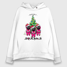 Женское худи Oversize хлопок с принтом Guardians Merry squidmas в Кировске, френч-терри — 70% хлопок, 30% полиэстер. Мягкий теплый начес внутри —100% хлопок | боковые карманы, эластичные манжеты и нижняя кромка, капюшон на магнитной кнопке | squid game | дед мороз | игра | игра в кальмара | кальмар | новогодние игры в кальмара | новогодний | новый год | подарок | свитера | сериал | сериал игра в кальмара