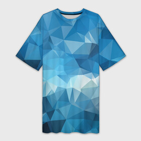 Платье-футболка 3D с принтом Цифровое небо в Кировске,  |  | абстракция | геометрический | градиент | грани | мозаика | полигоны | синий | текстура | треугольники | фон | цвет | яркий