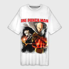 Платье-футболка 3D с принтом Сайтама и Генос One Punch Man в Кировске,  |  | genos | genoсide | hagemanto | jenosu | one punch man | one punchman | onepunchman | oni saibogu | saitama | sensei | аниме | ван панч мен | ванпанчмен | генос | кибердемон | кибернетическое тело | лысый плащ | манга | сайтама | сильнейший человек