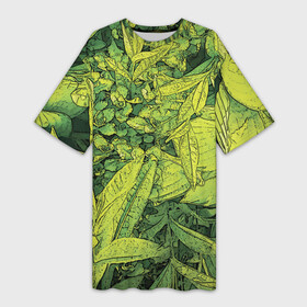 Платье-футболка 3D с принтом Растительная жизнь  Хоста в Кировске,  |  | весенний | зеленый | листья | растения | салатовый | свежий | хоста | цветы