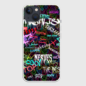 Чехол для iPhone 13 с принтом neon graffiti | Smile в Кировске,  |  | bright | graffiti | inscriptions | neon | smile | абстракция | граффити | надписи | неон | смайлы