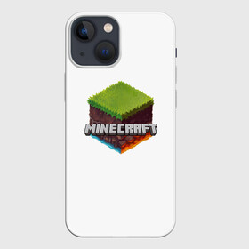 Чехол для iPhone 13 mini с принтом Minecraft кубик в Кировске,  |  | minecraft | дизайн | друзьям | игры | майнкрафт