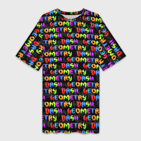 Платье-футболка 3D с принтом GEOMETRY DASH  УЗОР  PATTERN в Кировске,  |  | 2d игра | geometry dash | logo | mobile game | pattern | robtop | space | геометри даш | космос | кубики | кубы | лого | мобильная игра | неон | узор