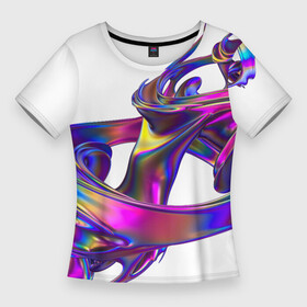 Женская футболка 3D Slim с принтом Голографический ураган в Кировске,  |  | голографический | исскуство | радуга | ураган | циклон
