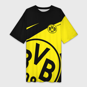 Платье-футболка 3D с принтом BORUSSIA BVB 09 LOGO в Кировске,  |  | borussia | bvb | fc | football | football club | sport | боруссия | спорт | спортивные | униформа | фк | футбол | футбольный клуб