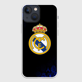 Чехол для iPhone 13 mini с принтом РЕАЛ МАДРИД ЛОГОБОМБИНГ в Кировске,  |  | fc | football | football club | real madrid | sport | реал мадрид | спорт | спортивные | униформа | фк | футбол | футбольный клуб