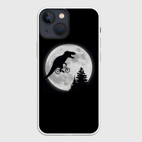 Чехол для iPhone 13 mini с принтом T REX НА ЛУНЕ в Кировске,  |  | bicycle | bike | fly | moon | rex | trex | tyrannosaur | бикукле | динозаврик | животные | летающий динозавр | луна | на велосипеде на фоне луны | ночной пейзаж | палеонтология | пародия | полёт | прикол | т рекс