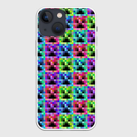 Чехол для iPhone 13 mini с принтом МАЙНКРАФТ   MINECRAFT ЦВЕТНЫЕ КРИПЕРЫ в Кировске,  |  | block | creeper | cube | minecraft | pixel | tnt | блок | геометрия | крафт | крипер | кубики | майнкрафт | пиксели | тнт