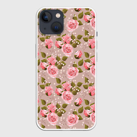Чехол для iPhone 13 с принтом Нежные розовые розы в Кировске,  |  | арт | бутон | бутон розы | бутоны | бутоны роз | бутоны цветов | жемчуг | жемчужины | рисунок | роза | розовая роза | розовые бутоны | розовые розы | розовый бутон | розы | цветок | цветы | яркие цветы