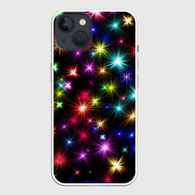 Чехол для iPhone 13 с принтом ПРАЗДНИЧНЫЕ ОГОНЬКИ в Кировске,  |  | christmas | lights | new year | stars | гирлянда | звезды | зима | новый год | огни | праздник | разноцветные | текстура | яркие