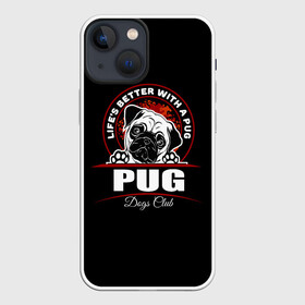 Чехол для iPhone 13 mini с принтом Мопс (Pug) в Кировске,  |  | bulldog | pug | pug dog | pug puppies | бульдог | год собаки | друг человека | дружные мопсы | дядя мопс | животное | зверь | кинолог | мопс | пёс | порода собак | собака боксёр | собака мопс | собаковод | четвероногий