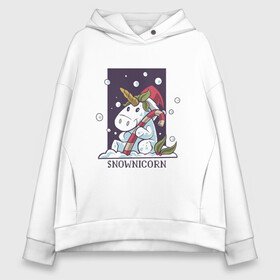 Женское худи Oversize хлопок с принтом Snownicorn в Кировске, френч-терри — 70% хлопок, 30% полиэстер. Мягкий теплый начес внутри —100% хлопок | боковые карманы, эластичные манжеты и нижняя кромка, капюшон на магнитной кнопке | art | christmas | drawing | new year | snow | unicorn | winter | арт | единорог | зима | новый год | рисунок | рождество | снег