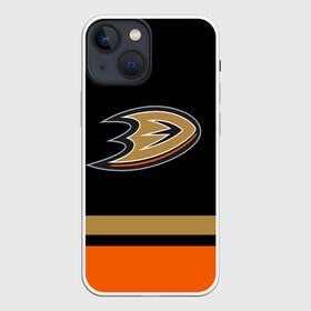 Чехол для iPhone 13 mini с принтом Anaheim Ducks | Анахайм Дакс в Кировске,  |  | anahaim ducks | anaheim | anaheim ducks | ducks | hockey | mighty ducks | nhl | usa | дакс | могучие утята | нхл | спорт | сша | хоккей | шайба