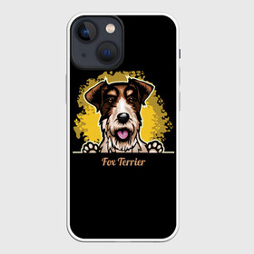 Чехол для iPhone 13 mini с принтом Фокстерьер (Fox terrier) в Кировске,  |  | Тематика изображения на принте: animal | dog | fox terrier | hunting dog | terrier | год собаки | друг человека | животное | зверь | кинолог | охотничья собака | пёс | пёсик | порода собак | собака | собака фокстерьер | собаковод | терьер | фокстерьер