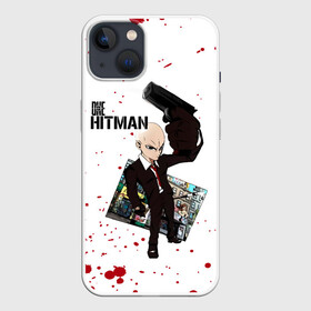 Чехол для iPhone 13 с принтом ONE HITMAN в Кировске,  |  | hagemanto | hitman | one punch man | one punchman | onepunchman | saitama | sensei | агент 47 | аниме | ван панч мен | ванпанчмен | лысый плащ | манга | сайтама | сильнейший человек | учитель | хитман | человек одинудар | человек одного у