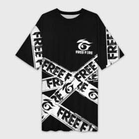 Платье-футболка 3D с принтом GARENA FREE FIRE OFF CYBER LINE STYLE в Кировске,  |  | free fire | freefire | garena | garena free fire | гарена | гарена фри фаер | фри фаер | фрифаер