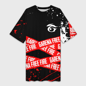 Платье-футболка 3D с принтом GARENA FREE FIRE RED OFF LINE STYLE в Кировске,  |  | free fire | freefire | garena | garena free fire | гарена | гарена фри фаер | фри фаер | фрифаер